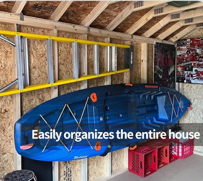 Garage Storage Heavy Duty Hooks, 15Inch Jumbo Arm Kayak Rack, Heavy Duty Wall Hooks for Canoe, Ladder, Bicycle, Folding Chairs, Surfboard, Snowboard, Hose and Tools (4 Pack)