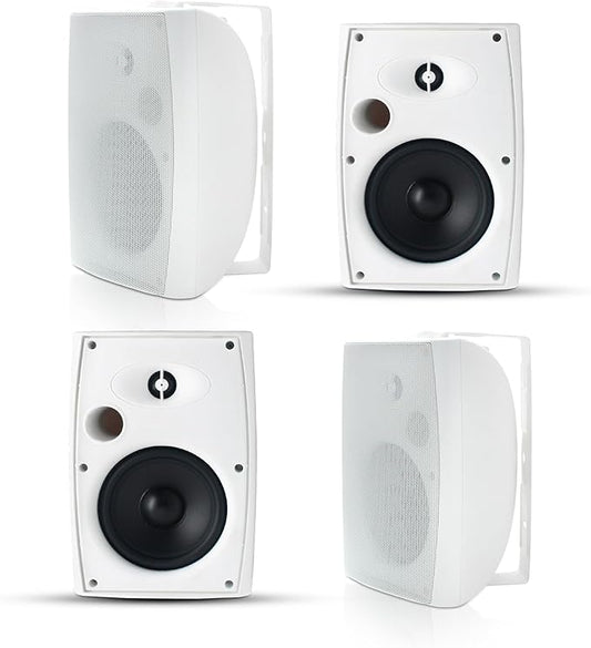 Herdio 6.5 Inch 800W Passive Outdoor Speakers Wired Waterproof 2-Way Wall Mounted Speakers with Bass Suitable for Patio Pool Deck Porch Backyard Indoor Home (2 Pairs, White)