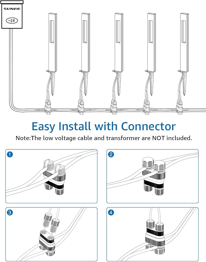 SUNVIE LED Low Voltage Landscape Lights 3W Pathway Lights Low Voltage 12-24V Landscape Path Lights 3000K CRI 90+ Aluminum Waterproof Pathway Lighting for Walkway Garden Yard ETL Listed Cord, 12 Pack