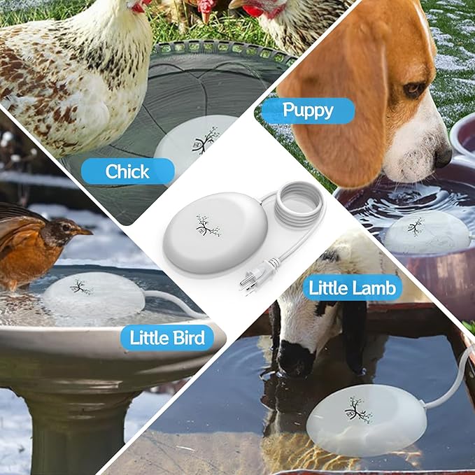 Bird Bath Heaters for Outdoors in Winter, Upgrade 10ft Cord 80w Birdbath Water Heater for Thermostatically Control, Bird Bath Pond Deicer Full-Covered Aluminum for Heated Chicken Duck Farm Trough