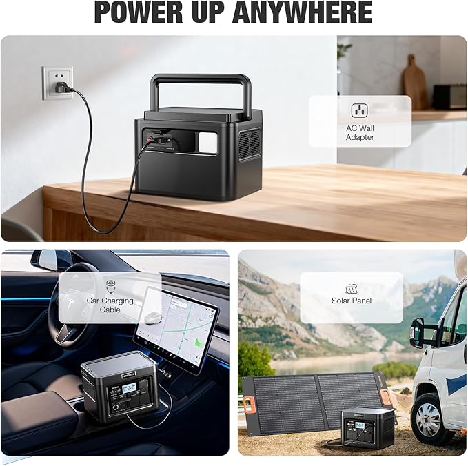 GRECELL Portable Power Station 1200W 672Wh H1200 LiFePO4 Battery Solar Generator with 10ms UPS, 1200W Solar Power Station, 9 Output Ports for Home Emergency, Outdoor Camping, RV Travel, Laptop TV
