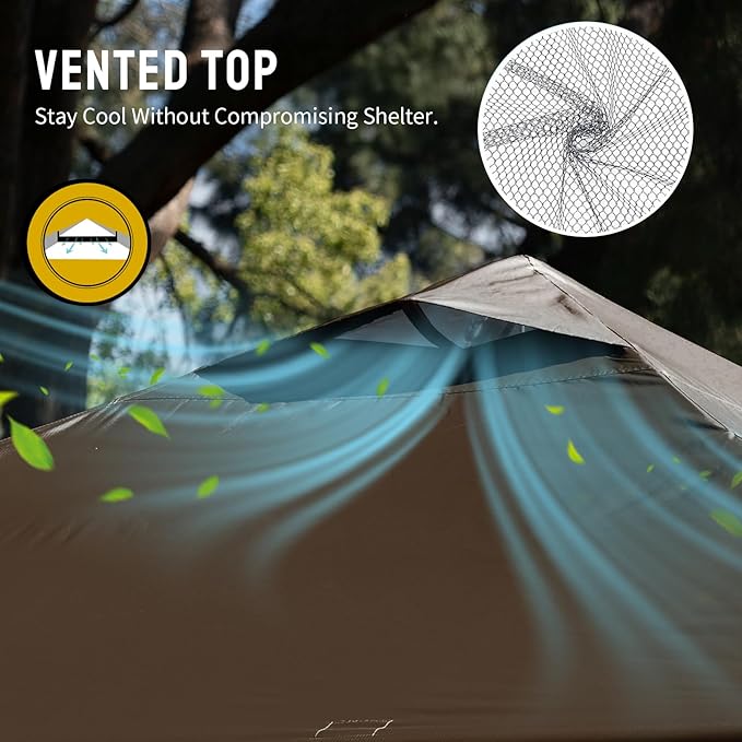 CROWN SHADES 10x10 Pop Up Canopy - Beach Tent with One Push Setup - Outdoor Sun Shade for Events, Parties, Camping - Gazebo with STO-N-Go Cover Bag, Silver Coated Top, 3 Height& 4 Sand Bags, Coffee