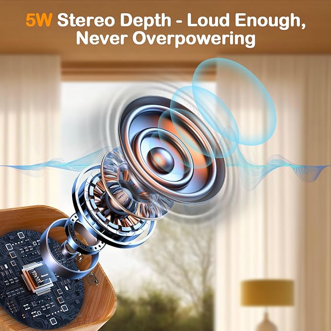 Sunrise Alarm Clock with Noise Machine: Digital Alarm Clock for Bedrooms, Nature Sounds for Gentle Wake Up, 30 Sleep Sounds, Adjustable Brightness & Volume, Timer - Wood Grain