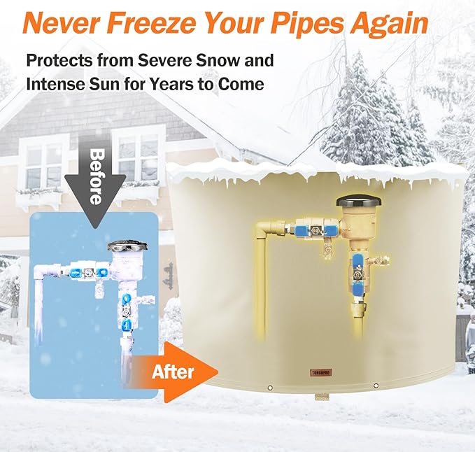 Backflow Preventer Pipe Insulation Cover (5°F) - Irrigation Sprinkler Valve Insulated Pouch - Water Well Pump Cover - Sturdy 5 Layers for Winter Freeze Protection, 40" W x 24" H, Beige