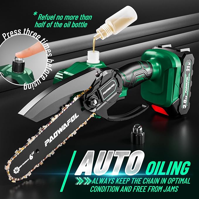 2-in-1 Pole Saws for Tree Trimming, Brushless Mini Chainsaw 6 Inch with Extension Pole, Electric Pole Saw with 2*2.0 Ah Battery Powered Pole Chainsaw, Electric Tree Trimmer for Branch Cutting