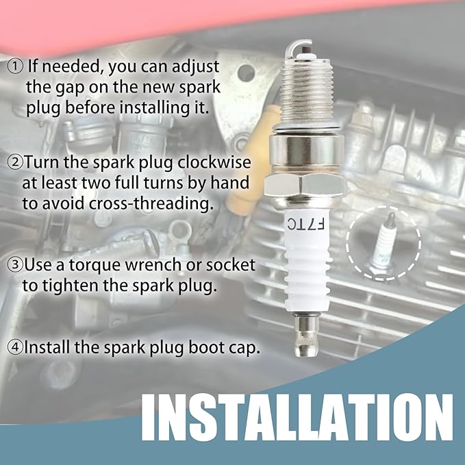 3Pcs F7TC Spark Plug Compatible with Honda GX120 GX160 GX200 GX240 GX270 GX340 GX390 4-Stroke Engine Generator Mower Water Pump Tiller Mini Bike Go Kart Sparkplugs
