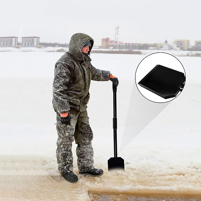 DECOHS Adjustable Ice Chopper- Steel Heavy Duty Driveway Sidewalk Ice Scraper- Steel Shock-Absorbing Ice Chopper with Long Handle for Snow Ice Removal