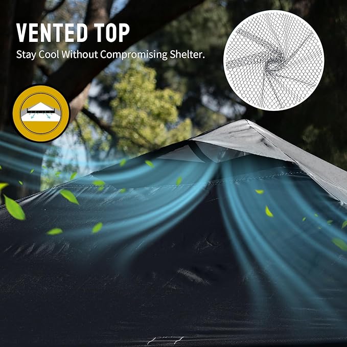 CROWN SHADES 10x10 Pop Up Canopy - Beach Tent with One Push Setup - Easy Outdoor Sun Shade for Events, Parties, Camping - Gazebo with STO-N-Go Cover Bag, Silver Coated Top, Black