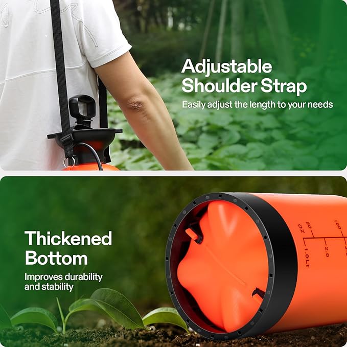 VIVOSUN 2.64-Gallon Pump Pressure Sprayer, Pressurized Lawn & Garden Water Spray Bottle with Adjustable Shoulder Strap, for Plants Spraying, Garden Watering and Household Cleaning
