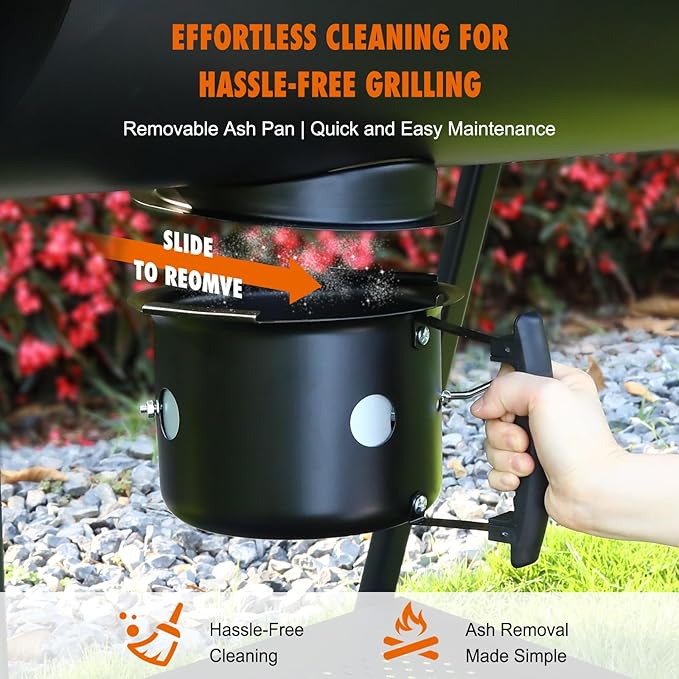 Realcook BBQ Barrel Charcoal Grill: Spacious Premium Outdoor Barbecue Grills with Side Tables - Perfect for Outdoor Cooking Backyard Grilling Patio Tailgating Camping Picnic and Party