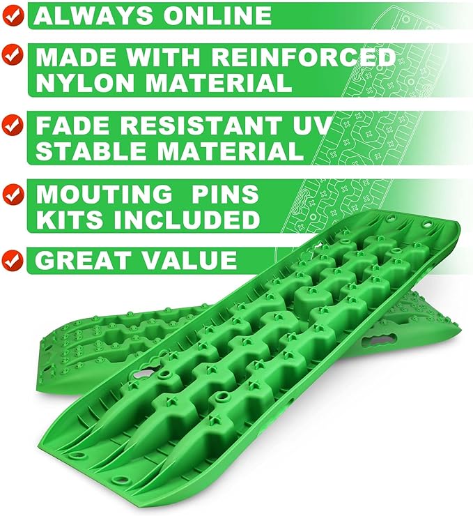 X-BULL New Recovery Traction Tracks Sand Mud Snow Track Tire Ladder 4WD (Green,3gen), Bag+Hardware+Tracks