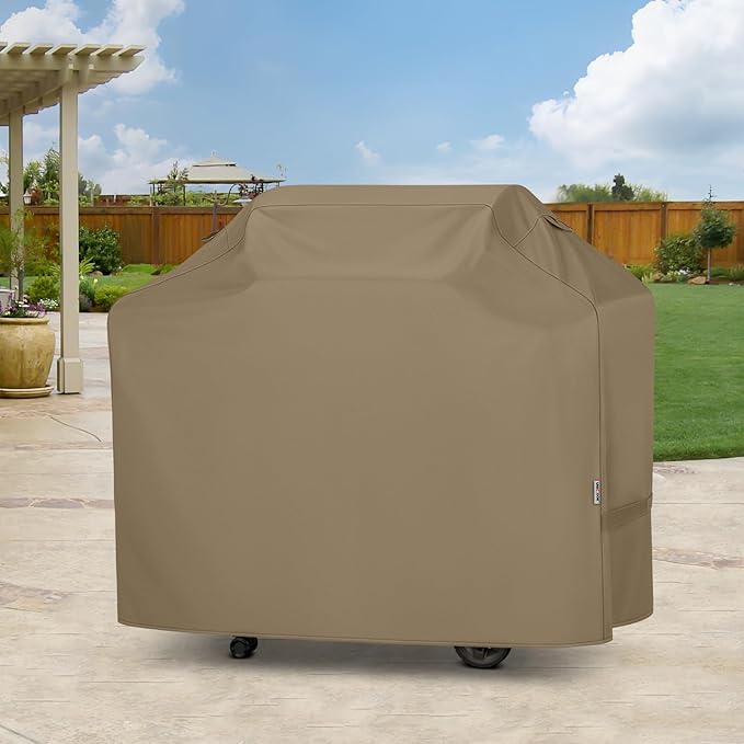 Unicook 55 Inch Grill Cover for Outdoor Grill, Heavy Duty Waterproof Gas BBQ Cover with Sealed Seam, Rip and Fade Resistant Barbecue Covering for Weber Nexgrill Charbroil, Neutral Taupe