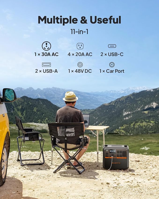 BLUETTI Solar Generator AC200PL & Charger 1 (Ships Separately), 2304Wh LiFePO4 Battery Backup, Expandable to 8448Wh w/ 4 2400W AC Outlets, 560W DC-DC Alternator Charger, for Camping, Power Outage