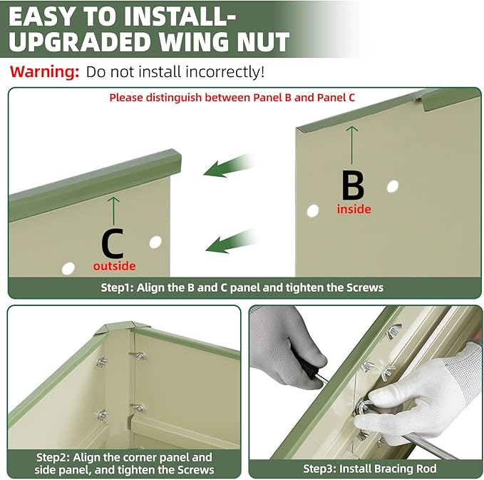 1MORE Raised Garden Bed- 8x2x1.8ft Planter Garden Boxes Outdoor, Raised Beds for Gardening, Large Metal Garden Bed Kit for Vegetables Flower, Deep Root Planter Raised Beds with Tools.Green