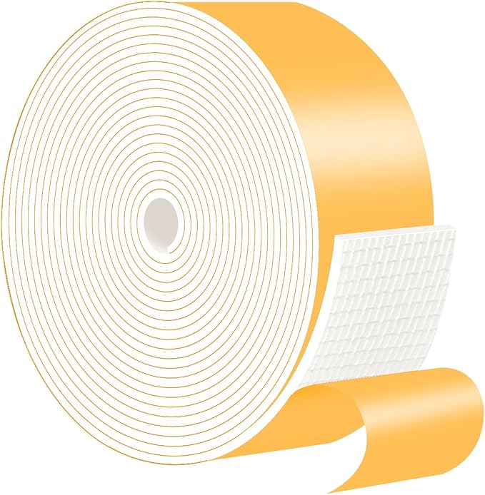 Weather Stripping Door Seal Strip,Foam Weather Stripping,Strong Adhesive,Weatherproof, Reduce Noise, Gap Filler, Foam Insulation Tape for Doors and Windows (White,2 in x 1/8 in x 15Ft)