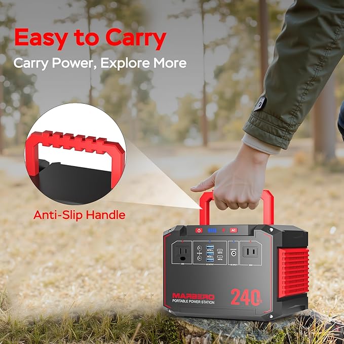 MARBERO Solar Generator 240Wh 300W Portable Power Station with Solar Panel 60W Included Backup Lithium Battery with AC Outlets for Camping Home Outdoor Emergency Hiking Travel