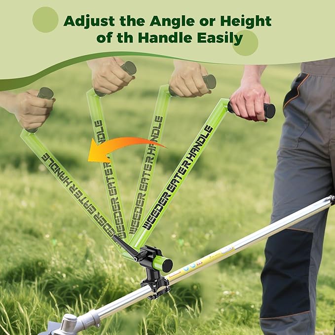 Upgraded Weed Eater Handle, Ergonomic String Trimmer Handle with Adjustable Shoulder Strap and Clamp, Weedeater Handle Extension for Lawn Care, Landscaping, and Yard Trimming Edging