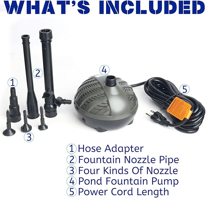 WaterRebirth HSP2500N Submersible Water Pump - Turtle Shell Design - 660GPH - Black - Modern Unique - Pond & Aquarium Water Pump