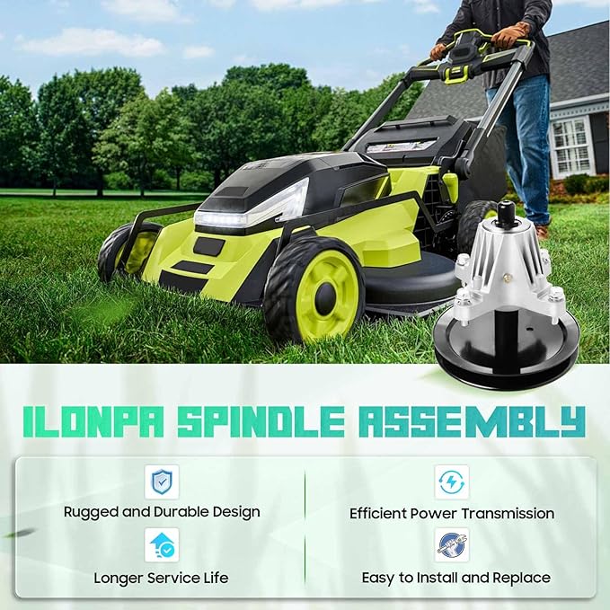 Mower Deck Rebuild Kit Includes (2) Spindles 618-04865 918-04865 618-04636 918-04636, (2) Flat Idler Pulleys 753-08171 753-08068 756-04129, (1) Belt 954-04219 for Cub Cadet LTX1045 LTX1046 LTX1046VT
