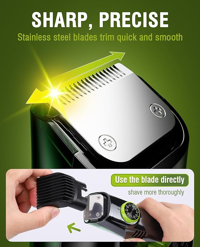 Beard Trimmer for Men: Vacuum Mustache Trimmer for Less Mess -IPX7 Waterproof- Rechargeable Electric Beard Cutting Kit with Adjustable Length Comb- Built-in Vacuum for Sideburns, Stubble