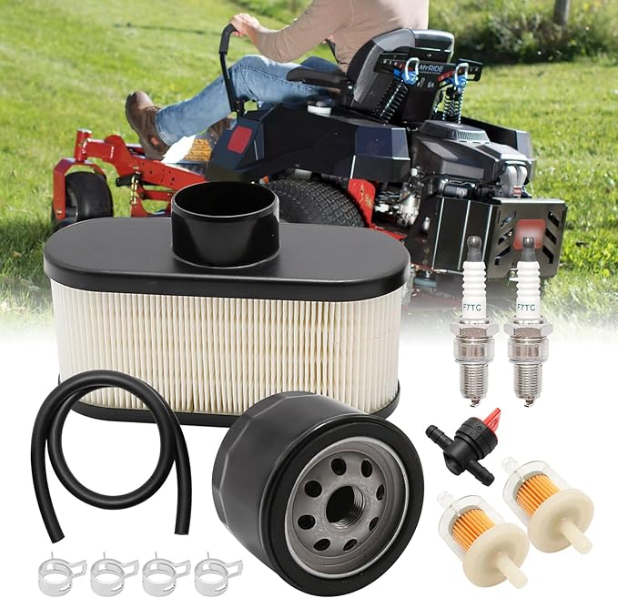 11013-7047 Air Filter 49065-7007 Oil Filter Tune Up Kit Replacement for Kawasaki FR651V FR691V FR730V FS481V FS541V FS600V FS651V FS691V FS730V 4-Cycle Engine Lawn Mower Tractor (Set B)