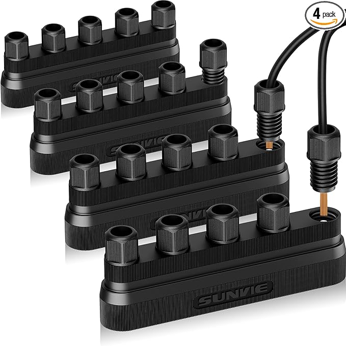 SUNVIE Low Voltage Wire Connector Fastlock3 Landscape Lighting Connectors 12-20 Gauge Low Voltage Connectors 5-Way Landscape Lighting Junction Hub for Garden Path Lights Spotlights, 4 Pack