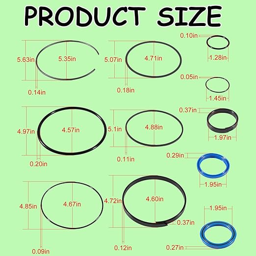 Hydraulic Log Splitter Cylinder Rebuild Seal Kit for 5.0" bore X 2.0" Rod Cylinde