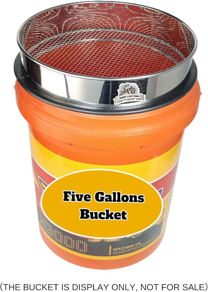 Upgraded Thickened Soil Sifter, 1/4'' Stainsteel Steel Rock Dirt Sifter for 5 Gallon Bucket, Soil Sifter Sieve for Gardening