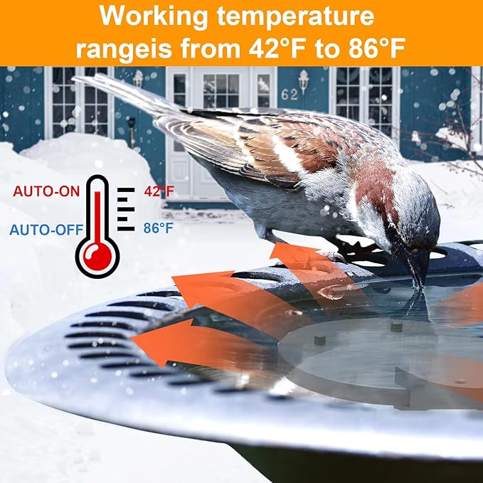 1000W De-icer Submergible Bird Bath Heater Aluminum Cast for Livestock Poultry Horses, Cows, Birds, WildlifeDrinking Indoor Outdoors in Winter Birdbat