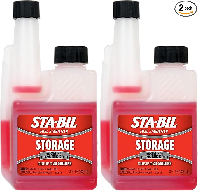 STA-BIL Storage Fuel Stabilizer - Keeps Fuel Fresh for 24 Months - Prevents Corrosion - Gasoline Treatment That Protects Fuel System - Fuel Saver - Treats 20 Gallons - 8 Fl. Oz. (22211) (Pack of 2)