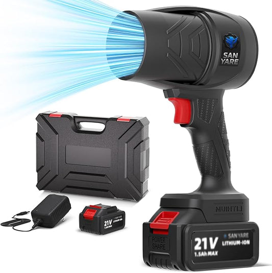 Cordless Leaf Blower,320000RPM Handheld Power Leaf Blower-2x21V Batteries & Charger, Lightweight Electric-Leaf Blowers for Patio Cleaning,Lawn Care,Leaves, Dust