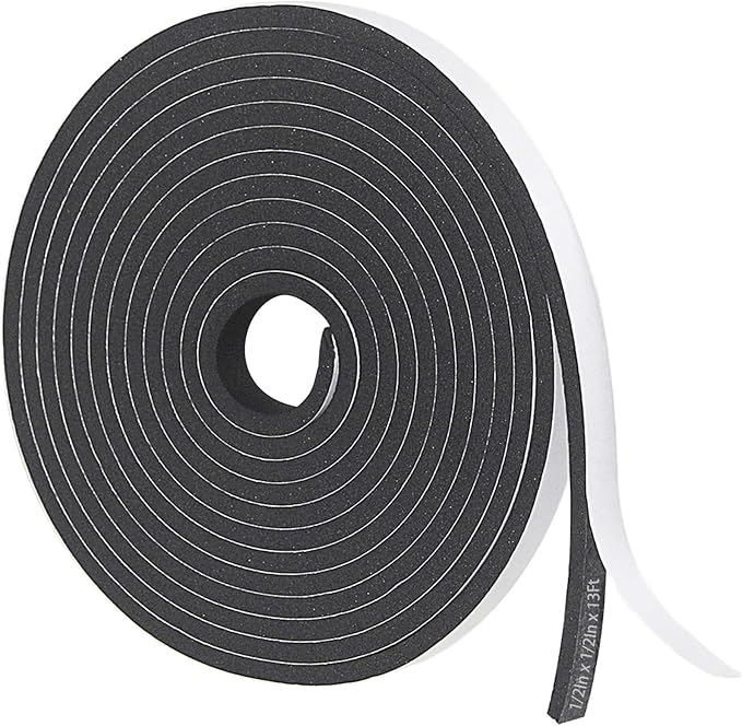 Storystore Foam Insulation Tape Self Adhesive, 1/2In x 1/2In x 13Ft Weather Stripping for Doors and Windows, Sound Proof Soundproofing Door Seal, Weatherstrip, Air Conditioning Seal Strip