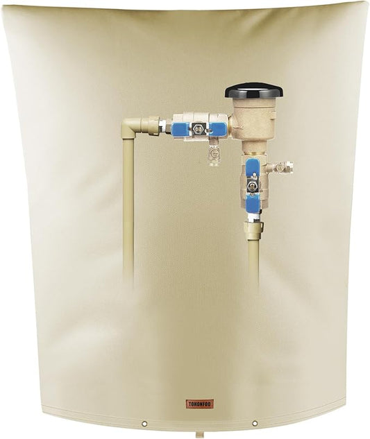 Backflow Preventer Pipe Insulation Cover (5°F) - Irrigation Sprinkler Valve Insulated Pouch - Water Well Pump Cover - Sturdy 5 Layers for Winter Freeze Protection, 20" W x 26" H, Beige