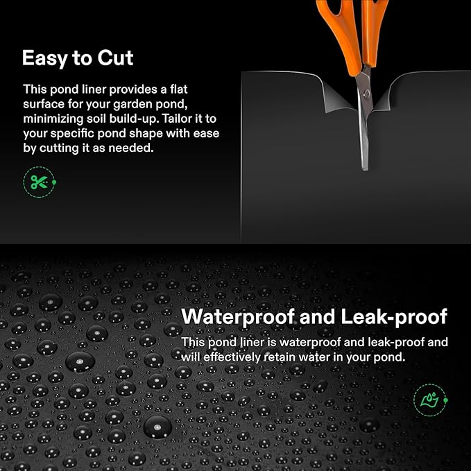 VIVOSUN 20 x 25 Feet Pond Liner, 14.5 Mil Durable LLDPE Pond Liners for Koi Ponds, Aquaculture and Water Gardens, Black