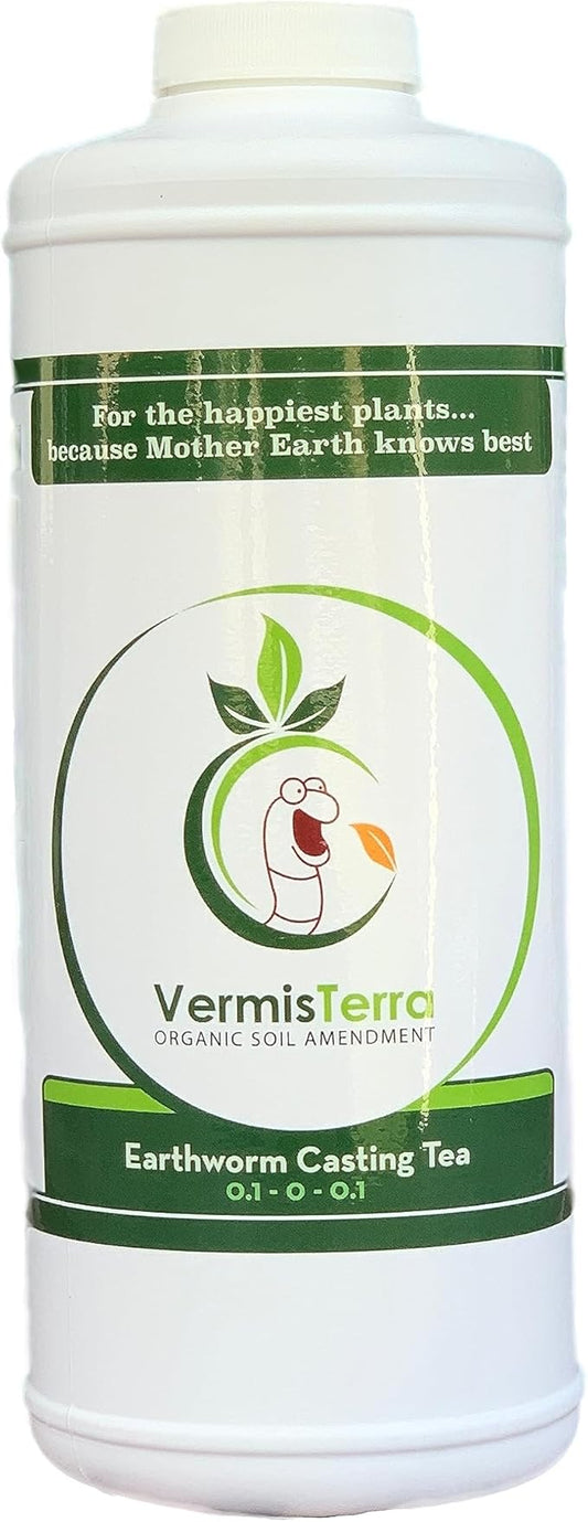 Worm Tea for Gardening - 32oz Quart - Organic Earthworm Soil Enhancer - Vermicompost with Kelp - Increase Yields, Boost Growth, Reduce Stress- Vegetables, Flowers, Fruit Trees - Plant Probiotic