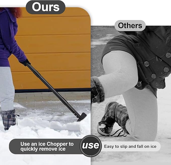 Ice Chopper, 67 Inch Tall & 1-1/4 Inch Diameter Heavy Duty Stainless Steel Ice Scraper for Driveway Garages Yards Outdoor Stairs