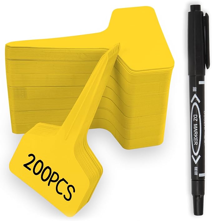 Plant Labels, 200pcs Yellow Tags, Waterproof Outdoor Markers, Plastic Signs for Seedlings, Greenhouse Accessories, Vegetable Garden Supplies