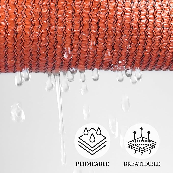 Shade&Beyond Sun Shade Sail Breathable UV Block Outdoor Covering Cloth for Backyard, Pool, 18'X28', Rust Red (Customized Available)