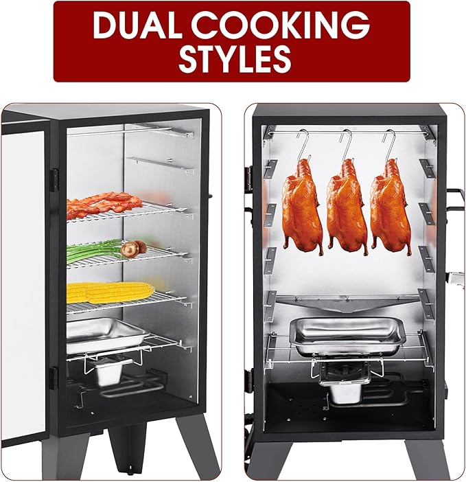 Royal Gourmet SE2805 28-Inch Analog Electric Smoker with 3 Cooking Grates, Outdoor Smoker with Adjustable Temperature Control & 454 Sq. In. Cooking Area for Outdoor Backyard BBQ, Black