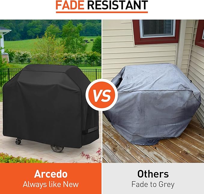 Arcedo 60 Inch Heavy Duty Waterproof BBQ Cover, Fade Resistant Gas Grill Cover, Durable Outdoor Barbecue Protector Compatible for Weber, Char Broil, Nexgrill, Napoleon and More Grills