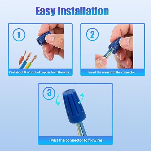 30PCS Waterproof Wire Electrical Connectors 22AWG-12AWG, Outdoor Seal Electrical Twist Nuts Caps Cable Terminal Connector for Landscape Light, Irrigation Valves, Wet Location Installation, Blue