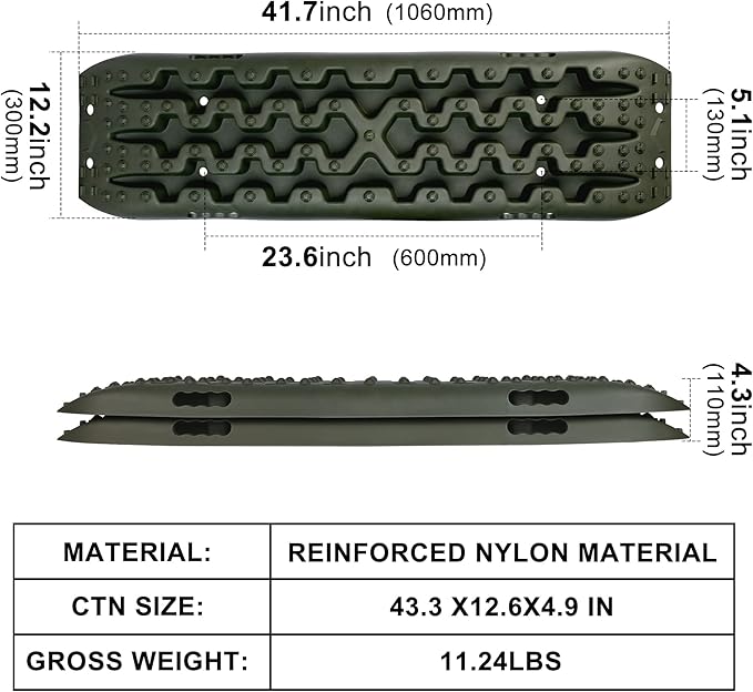 X-BULL New Recovery Traction Tracks Sand Mud Snow Track Tire Ladder 4WD (Olive,3gen),Bag+Hardware+Tracks