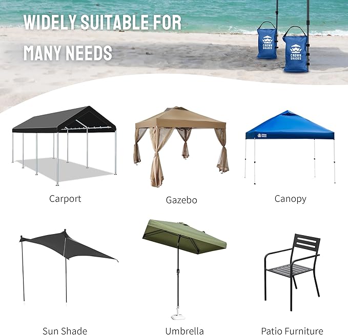 CROWN SHADES Sand Bags for Canopy Legs (150 LBS) Sandbags for Weight, Canopy Weights, Pop Up Tent Weights Bags, Blue (Unfilled)