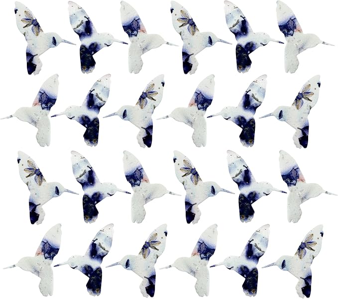 24pcs Hummingbird Seed Paper – Plantable Seed Paper Embedded with Wildflower Seeds for Funeral, Memorial & Other Milestone Celebrations (Purple)