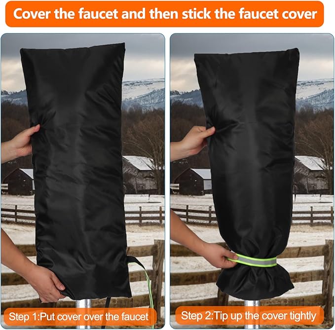 BANGIE Spigot Covers Winter Insulated, Outdoor Faucet Covers Freeze Protection, 420D Industrial Oxford Waterproof Pipe Cover Against Severe Snow and Intense Sun (15" W x 35" H)