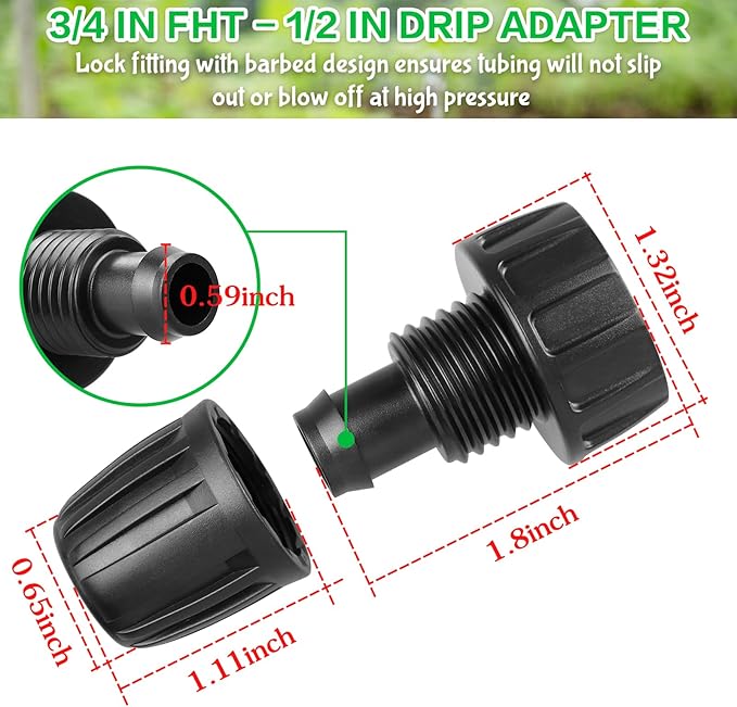 JAYEE Drip Irrigation Tubing Faucet Adapters, 8 Pcs Irrigation Hose Adapter for 3/4" to 1/2" Vinyl Tubing, 3/4 Inch Faucet Connector Adapter Drip Line Parts for Garden Sprinkler Lawn Systems