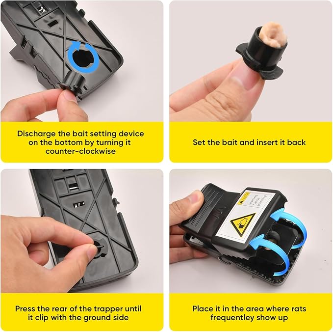 Rat Trap 6-Pack, Large Mouse Traps for Indoor and Outdoor Use, Reusable Mouse Trap, Fast, Hygienic, Unplugged, Used to Catch Mice, Squirrels, Rodents, for Home, Yard and Barns