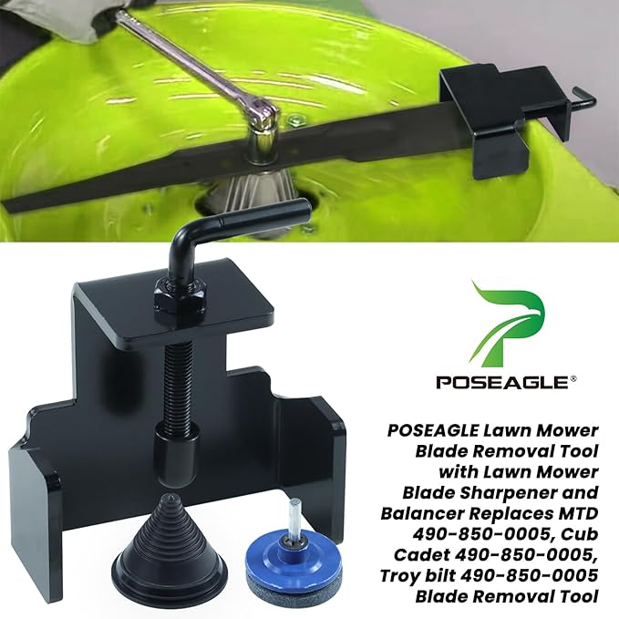 Riding Lawn Mower Blade Removal Tool with Lawn Mower Blade Sharpener and Balancer Replaces MTD 490-850-0005 Blade Removal Tool Cub Cadet 490-850-0005 Lawn Mower Blade Holder Removal Tool
