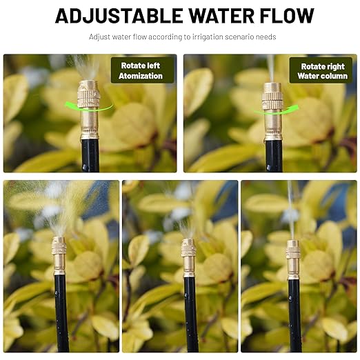 360° Adjustable Drip Irrigation System - 30FT Garden Watering System with 10 Nozzles, Garden Irrigation System, Greenhouse Accessories, Atomizing System for Yard, Lawn, Plants, 5/16 inch Hose