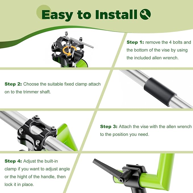 Upgraded Weed Eater Handle, Ergonomic String Trimmer Handle with Adjustable Shoulder Strap and Clamp, Weedeater Handle Extension for Lawn Care, Landscaping, and Yard Trimming Edging